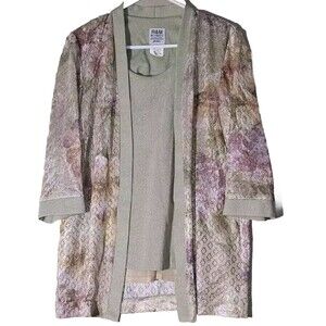 R&M Richards Karen Kwong Pink Pastel Floral Jacket Women's Size 10P Petites VTG